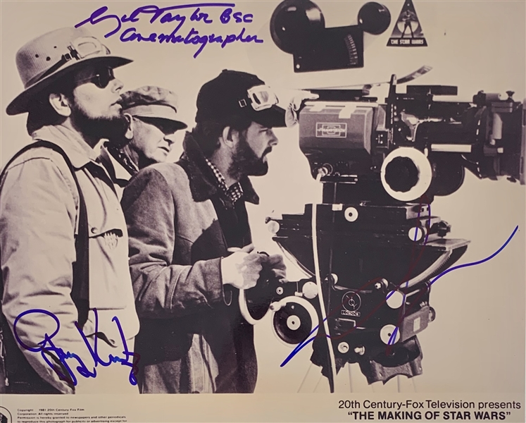 George Lucas, Gary Kurtz & Gil Taylor Signed 8" x 10" Photo from "ESB" (Beckett/BAS Guaranteed)(Steve Grad Collection)
