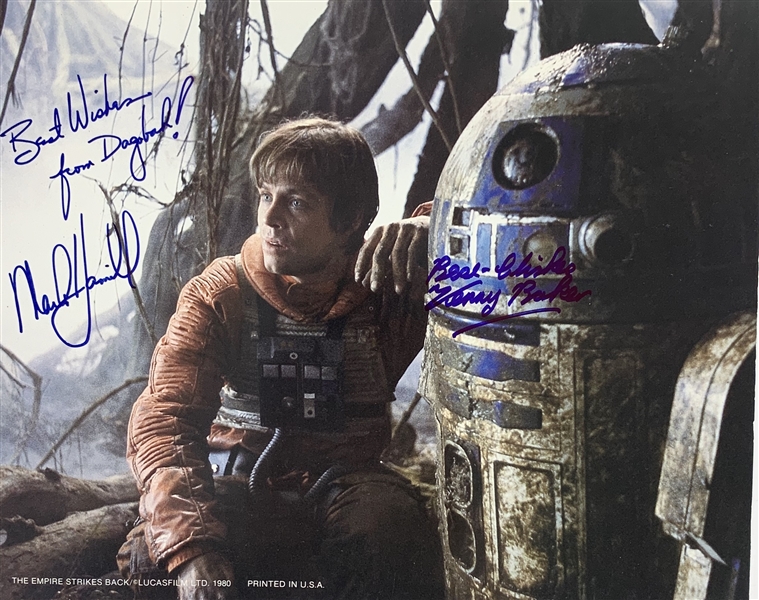 Mark Hamill & Kenny Baker Signed 8" x 10" Lobby Card with Unique "Best Wishes from Dagobah!" Inscription (Beckett/BAS Guaranteed)(Steve Grad Collection)
