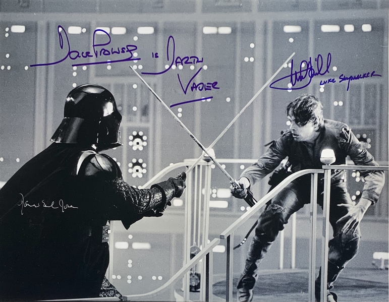 The Empire Strikes Back: James Earl Jones, Mark Hamill & David Prowse Signed 11" x 14" B&W Photo (Beckett/BAS Guaranteed)(Steve Grad Collection)
