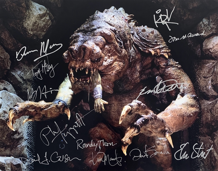 ROTJ: 11" x 14" Color Photo of The Rancor Signed by ILM Designers Who Created The Beast! (12 Sigs)(Beckett/BAS Guaranteed)(Steve Grad Collection)