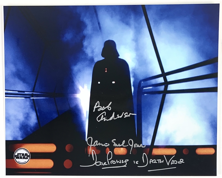 Darth Vader Signed 11" x 14" Color Photo with Jones, Anderson & Prowse (Beckett/BAS Guaranteed)(Steve Grad Collection)