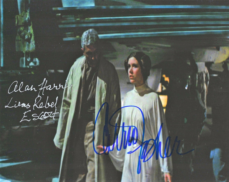 Carrie Fisher & Alan Harris Signed 8" x 10" Color Photo from "A New Hope" (Beckett/BAS Guaranteed)(Steve Grad Collection)