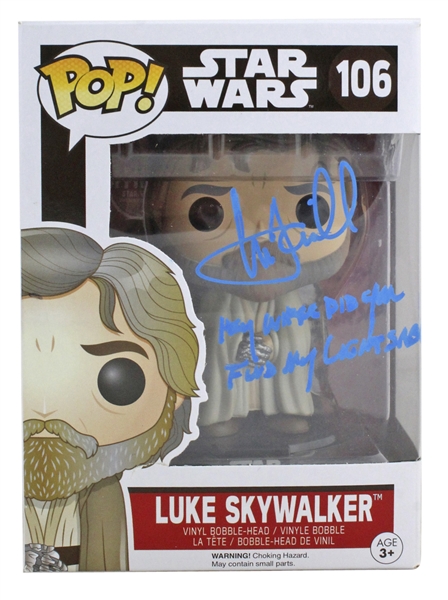 Mark Hamill Signed Funko Pop Doll with "Hey Where Did You Find My Lightsaber" Inscription (New In Box)(Beckett/BAS LOA)