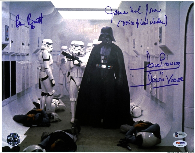 Darth Vader Signed 11" x 14" Color Photo from "A New Hope" with Jones, Prowse & Burtt (Official Pix)(PSA/DNA)(Beckett/BAS LOA)