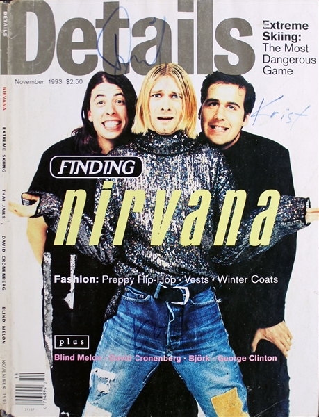 Nirvana Ultra-Rare Group Signed 1993 Details Magazine Cover (BAS/Beckett)