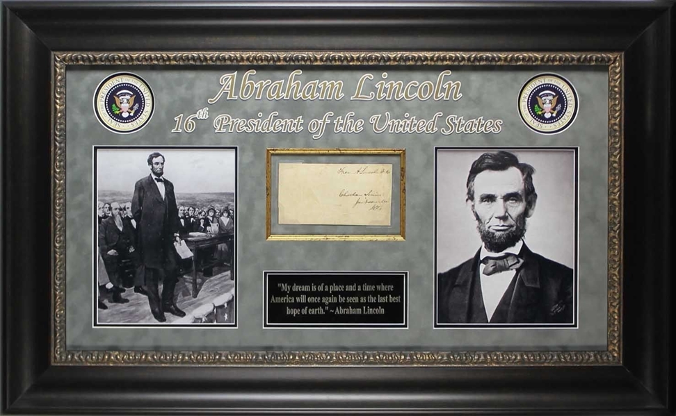 ABRAHAM LINCOLN *AUTO* SIGNED PHOTO REPLICA DISPLAY FRAMED *ABE* 