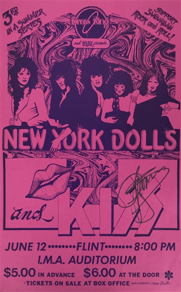 KISS: Gene Simmons Signed 11" x 17" RARE Original Concert Poster :: 6-12-1974 (Flint, MI)(Beckett/BAS)