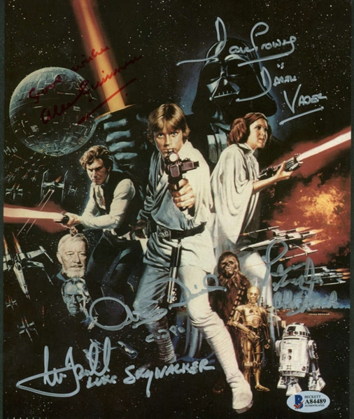 	Star Wars Incredible Cast Signed 8" x 10" Classico Postcard with RARE Alec Guinness and 6 Others! (BAS/Beckett)