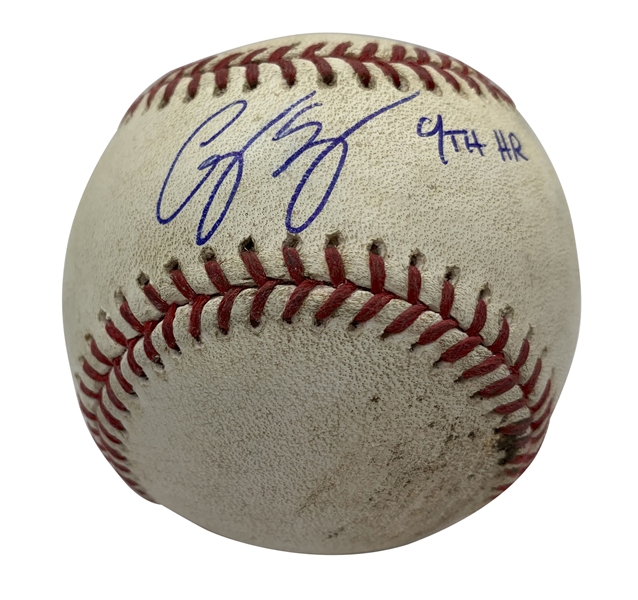 Corey Seager Signed & Game Used OML Baseball from May 31st, 2016 vs. Cubs w/"4th HR!" Inscription (Beckett/BAS & MLB Holo)