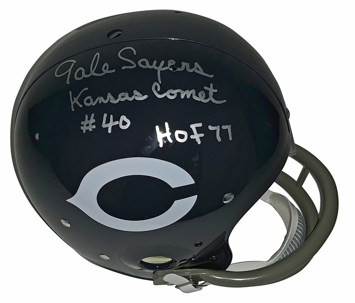 Gale Sayers Signed & Inscribed Chicago Bears Suspension Helmet (Beckett/BAS Guaranteed)