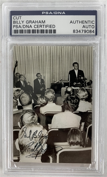 Billy Graham Rare Signed 2.5" x 3.5" Photograph (PSA/DNA)
