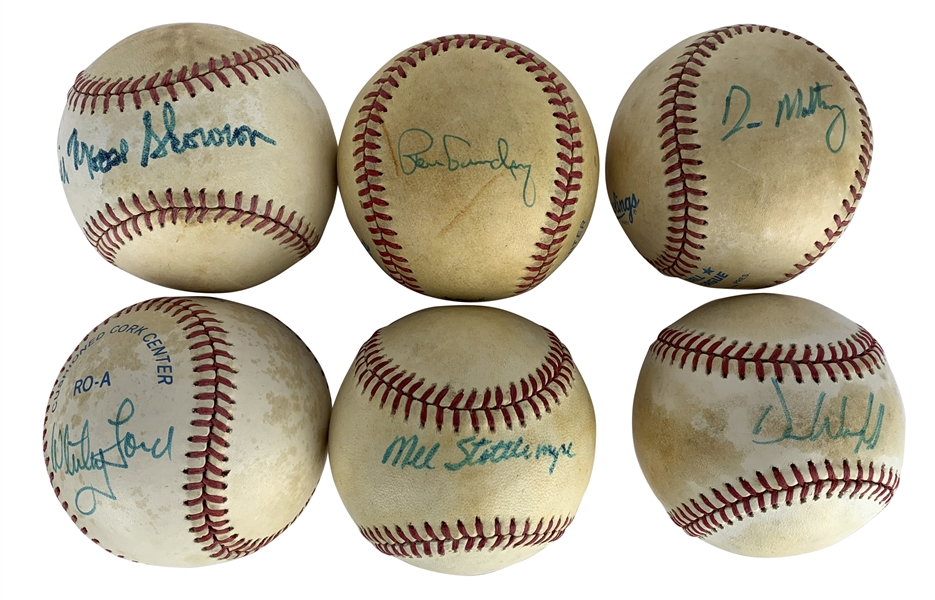 Yankees Greats Lot of Six (6) Single Signed OAL Baseballs w/ Mattingly, Stottlemyre & Others! (Beckett/BAS Guaranteed)