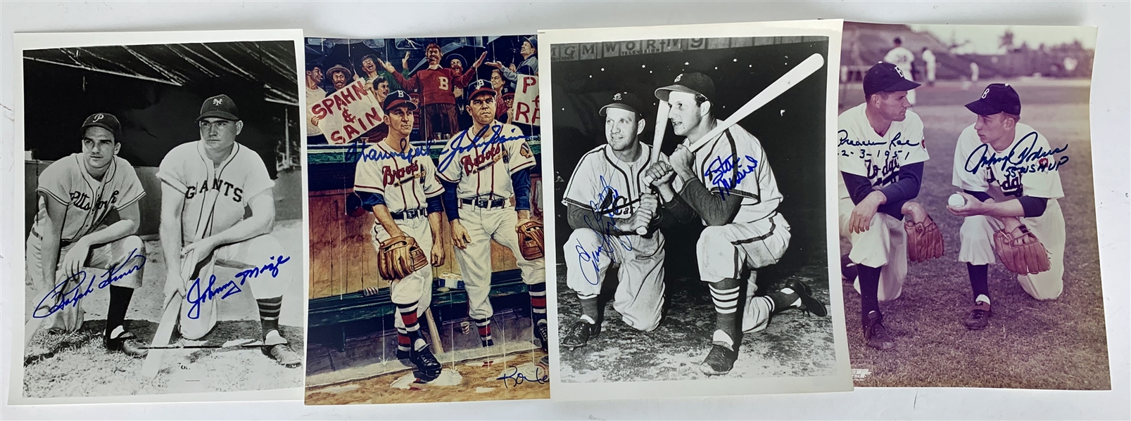MLB Greats Lot of Four (4) Dual Signed 8" x 10" Photos w/ Musial, Mize & Others (Beckett/BAS Guaranteed)