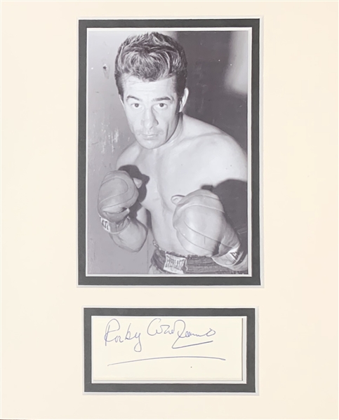 Rocky Graziano Signed 3" x 5" Card in Matted Display (JSA)