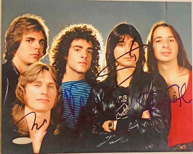 Journey Group Signed 8" x 10" Color Photo with Original Lineup! (5 Sigs)(John Brennan Collection)(Beckett/BAS Guaranteed)