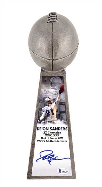 Deion Sanders Signed Vince Lombardi Championship Replica Trophy (#2)(Beckett/BAS)