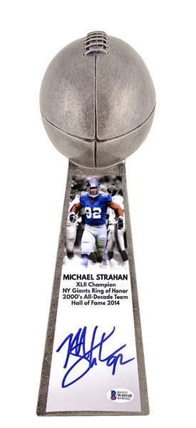 Michael Strahan Signed Vince Lombardi Championship Replica Trophy (Beckett/BAS)