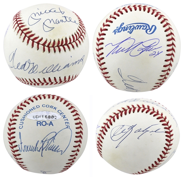 Triple Crown Winners Signed OAL Baseball with Mantle, Williams, Yaz, Robinson & Cabrera! (Beckett/BAS)