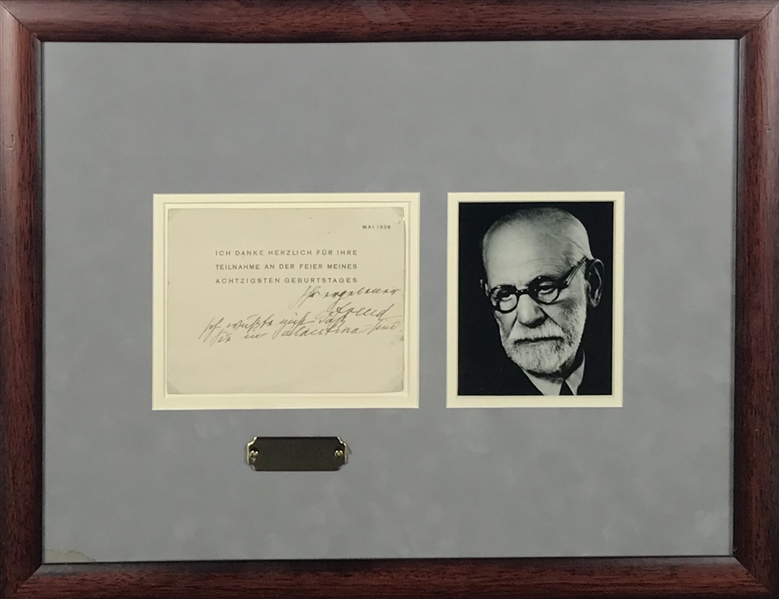 Sigmund Freud Signed & Hand Notated 6" x 5" Album Page in Frame (Beckett/BAS)