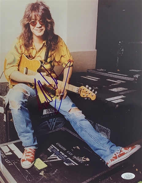 Eddie Van Halen Signed 11" x 14" Color Photo (John Brennan Collection)(JSA)