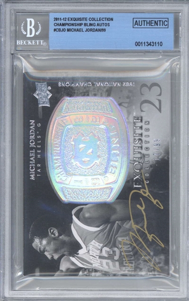 Michael Jordan Signed 2011-12 Exquisite Collection Championship Bling /99 Trading Card (BGS 10 Auto!)