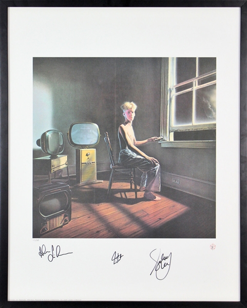 RUSH: Group Signed "Power Windows" 22" x 28" Framed Lithograph w/ All Three Members! (Beckett/BAS)