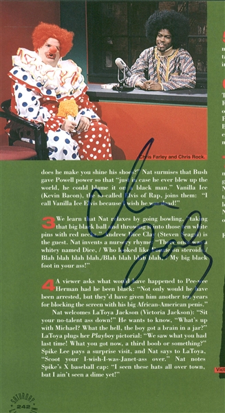 Chris Farley Signed Saturday Night Live "Sad Clown" 6" x 8" Book Photograph (Beckett/BAS Guaranteed)