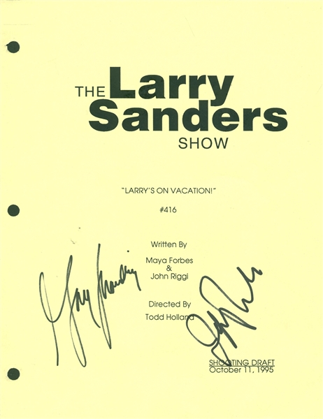 The Larry Sanders Show - "Larrys on Vacation" Signed 8" x 10" Shooting Draft Script (Beckett/BAS Guaranteed)