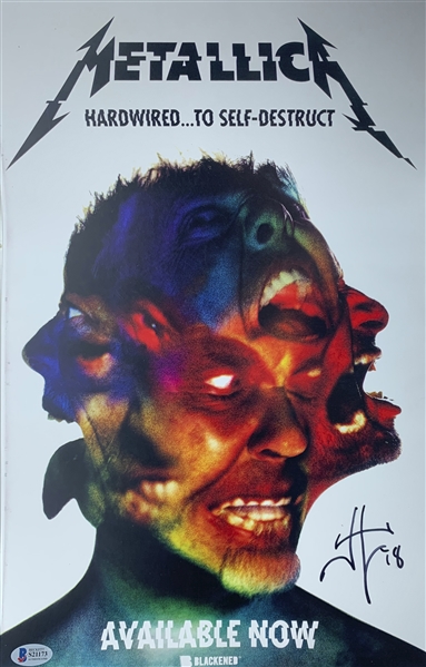 James Hetfeld Signed 17" x 11" Metallica Poster (Beckett/BAS)