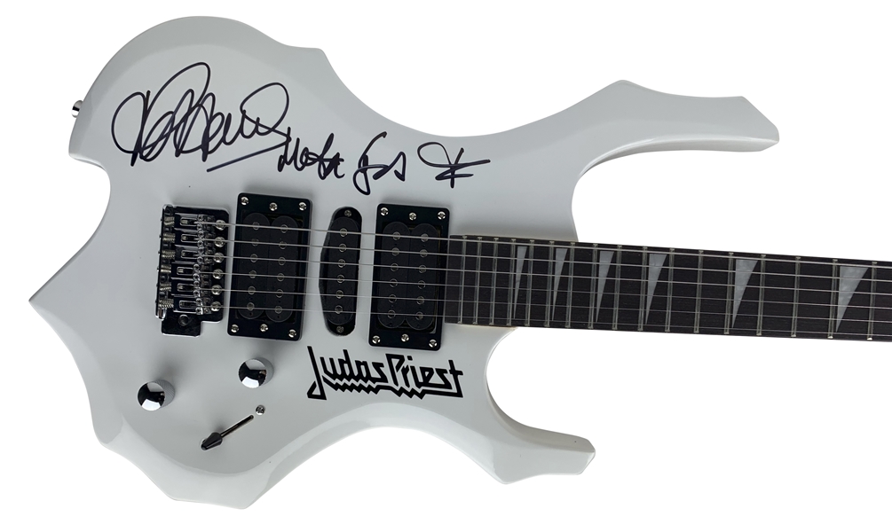 Judas Priest: Rob Halford Signed Heavy Metal Style Electric Guitar with Custom Decal & "Metal God" Insc. (Beckett/BAS Guaranteed)