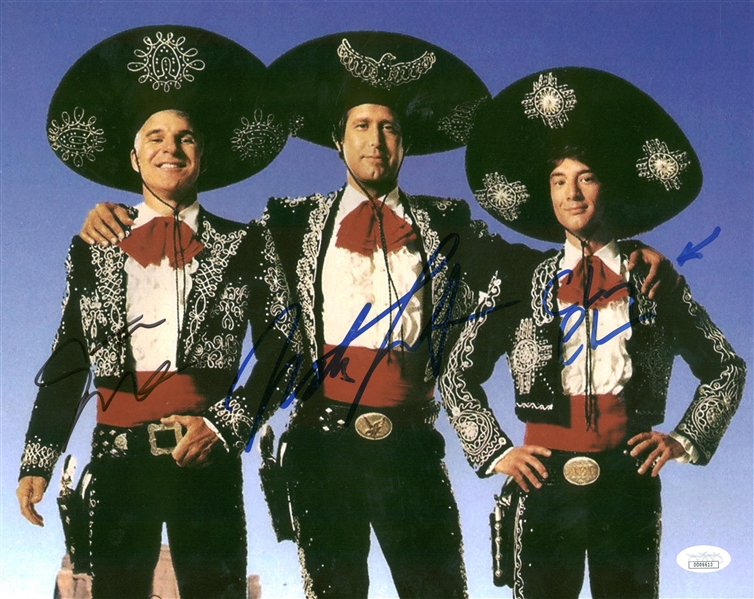 Three  Amigos Signed 11" x 14" Color Photograph with Chevy Chase, Steve Martin & Martin Short! (JSA)