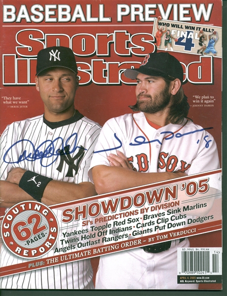 Derek Jeter & Johnny Damon Signed 2005 Sports Illustrated Magazine (Beckett/BAS Guaranteed)