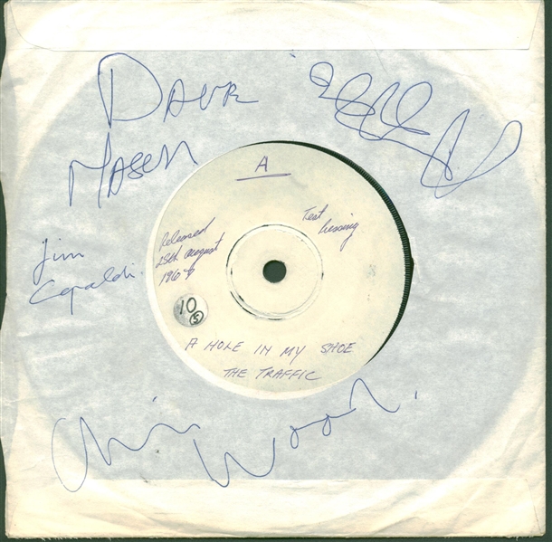 Traffic Signed 1967 "Hole In My Shoe" White Label Test Pressing Single (REAL/Epperson)