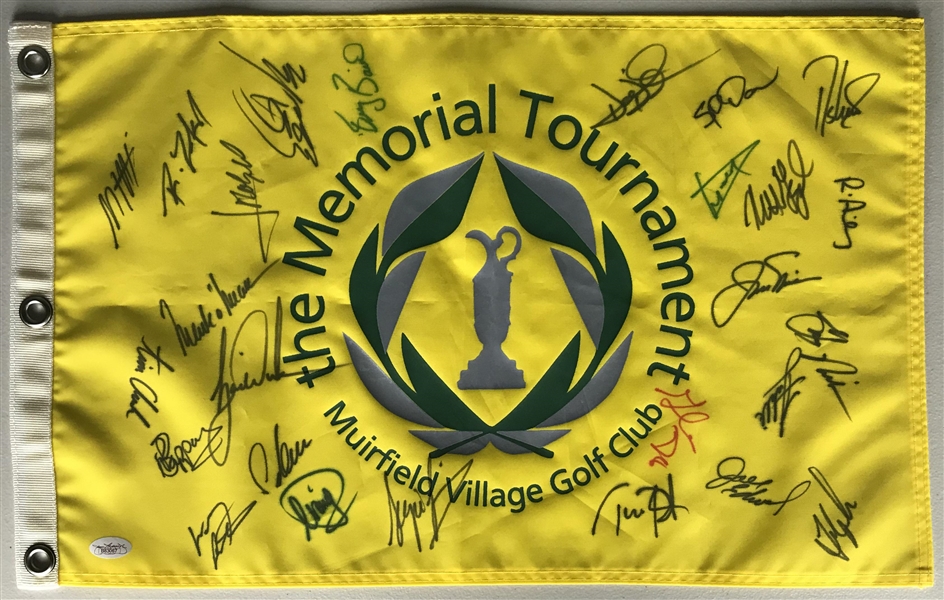 The Memorial Multi-Signed Golf Flag w/ Woods, Nicklaus & Others! (JSA)