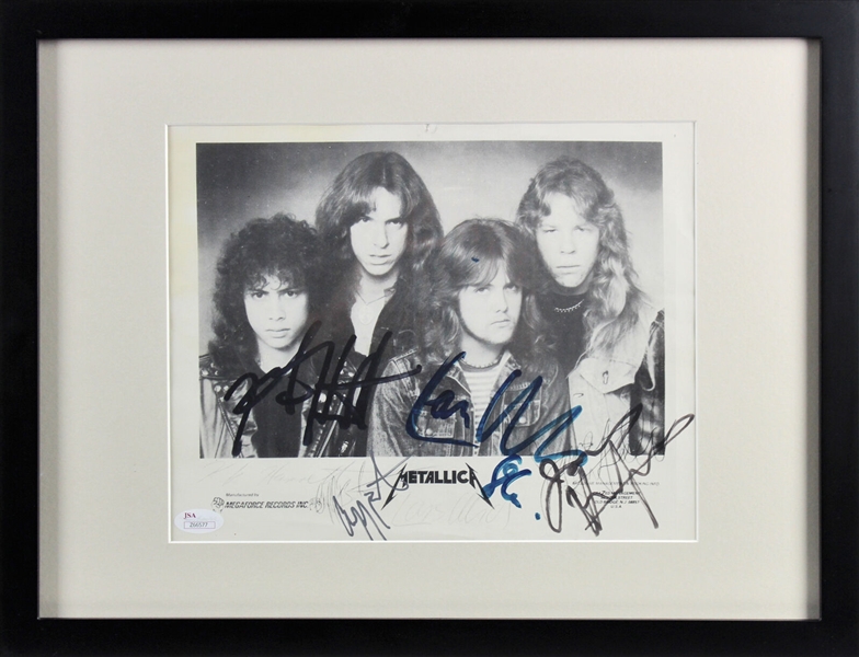 Metallica ULTRA-RARE Signed & Framed 8" x 10" B&W Promotional Photo with Cliff Burton! (JSA)