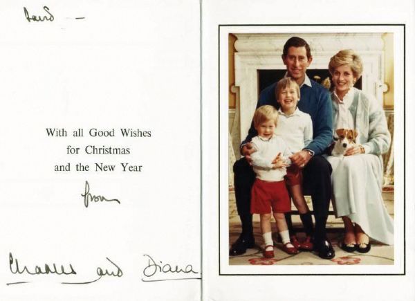 Princess Diana & Prince Charles Signed 1986 Royal Holiday Card (PSA/DNA)