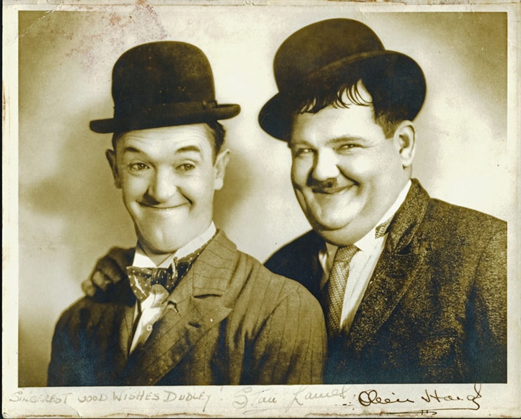 Stan Laurel & Oliver Hardy Extraordinary Signed Vintage 8" x 10" Photograph (PSA/DNA)