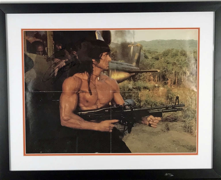 Sylvester Stallone Signed 16" x 24" Framed Rambo Photograph (JSA)
