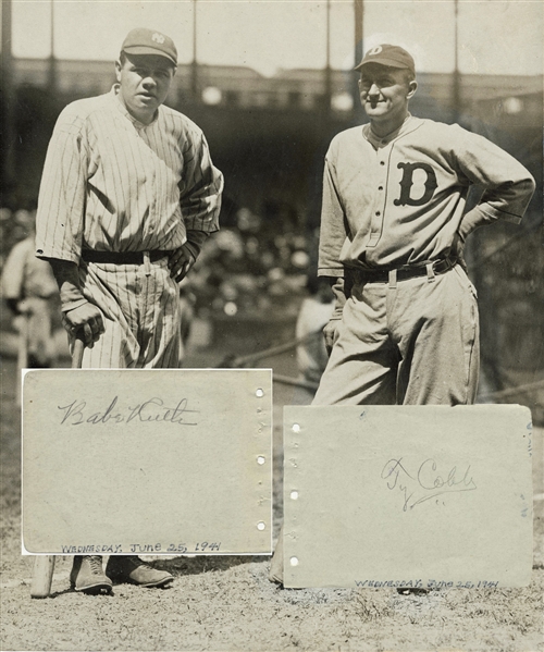 Babe Ruth & Ty Cobb Rare Dual-Signed Album Page (JSA)