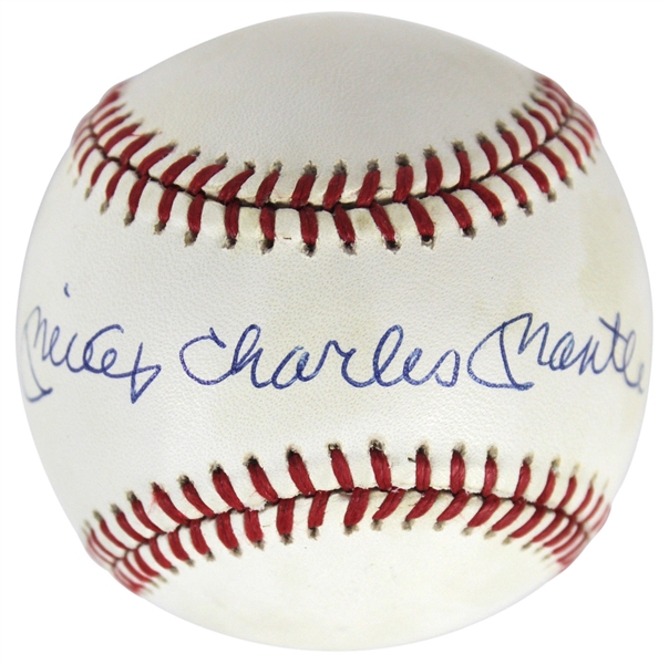 Mickey Mantle Signed OAL Baseball w/ Full "Mickey Charles Mantle" Autograph (PSA/DNA)