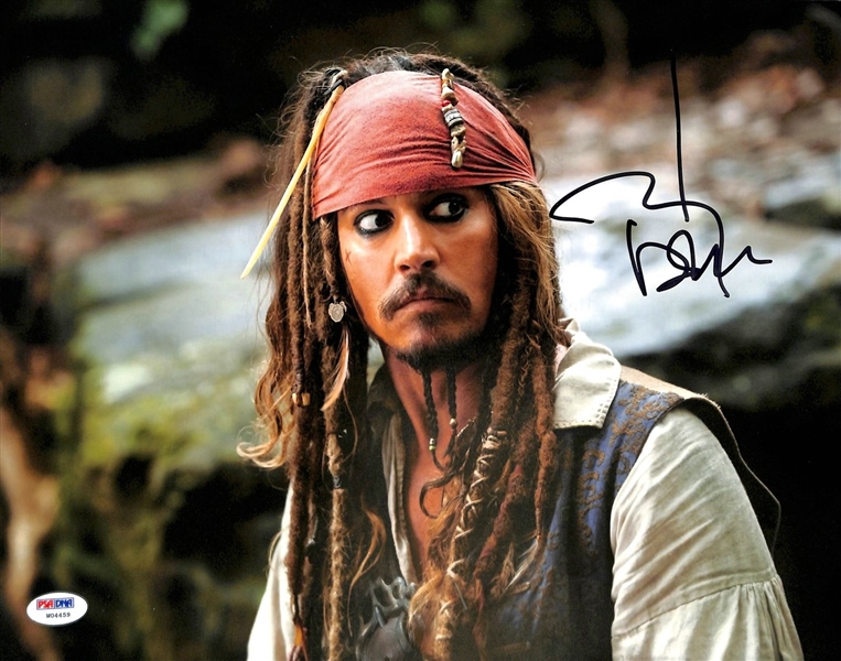 Johnny Depp Signed 11" x 14" Photo from Pirates of the Caribbean (PSA/DNA Graded GEM MINT 10!)