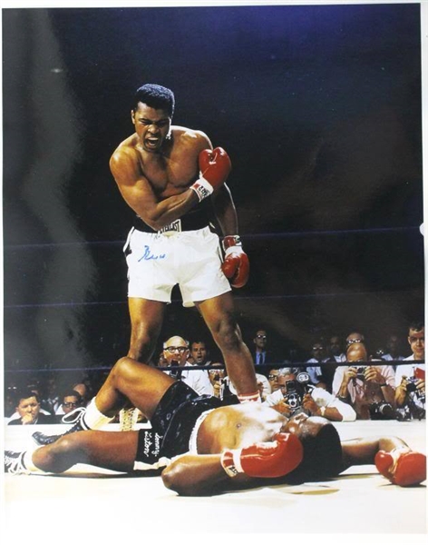 Muhammad Ali Stunning Signed 16" x 20" Color Over Liston Photograph (JSA)