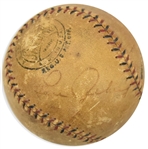Lou Gehrig Single Signed Game Used ONL Baseball c. 1926-33 (JSA)