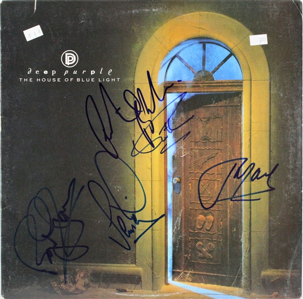 Deep Purple Group Signed "The House of Blue Light" Record Album Cover (Beckett/BAS) 