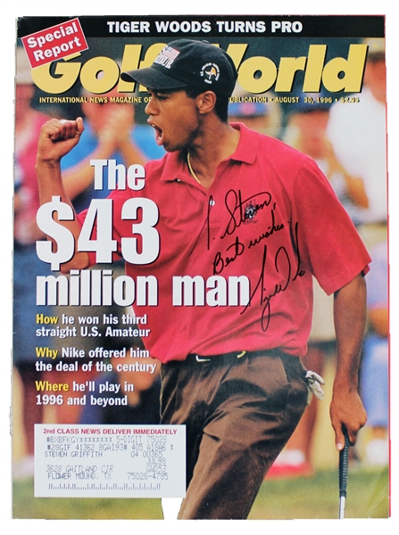 Tiger Woods Signed August 1996 Golf World Magazine (JSA)
