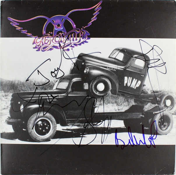 Aerosmith (5) Tyler, Perry, Kramer, Whitford, Hamilton Signed "Pump" Record Album (Beckett/BAS)