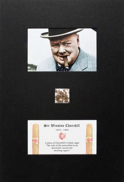 Sir Winston Churchill Personally Owned/Used Cigar Fragment in Matted Display (University Archives)