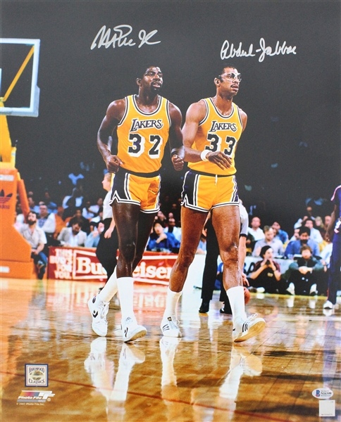 Kareem Abdul-Jabbar & Magic Johnson Signed 16" x 20" Color Photo (Beckett/BAS)