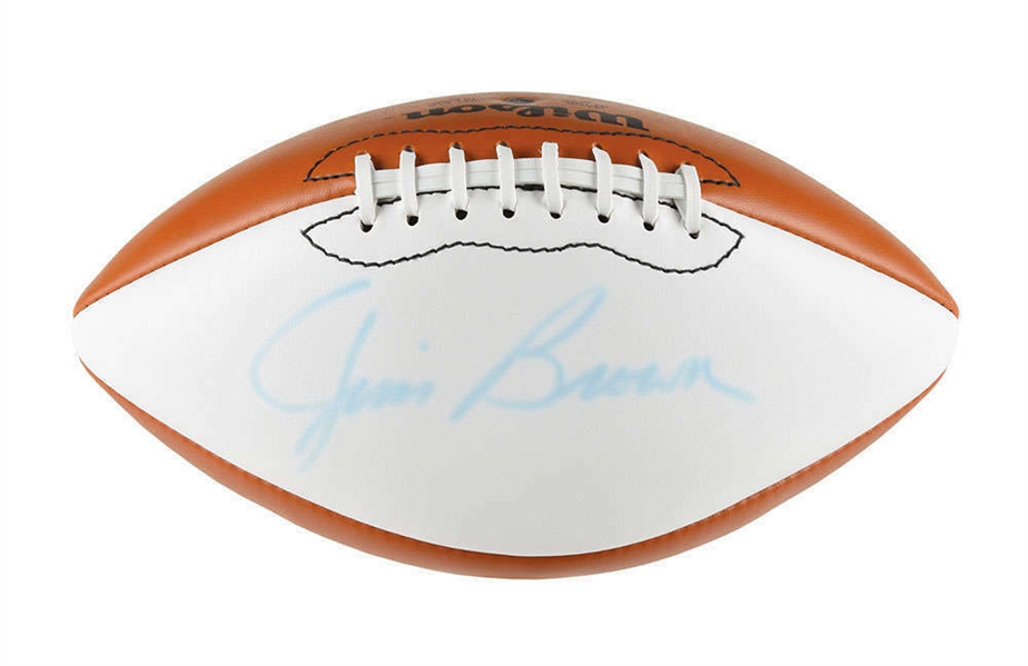 Jim Brown Signed White Panel NFL Football (Becket/BAS)