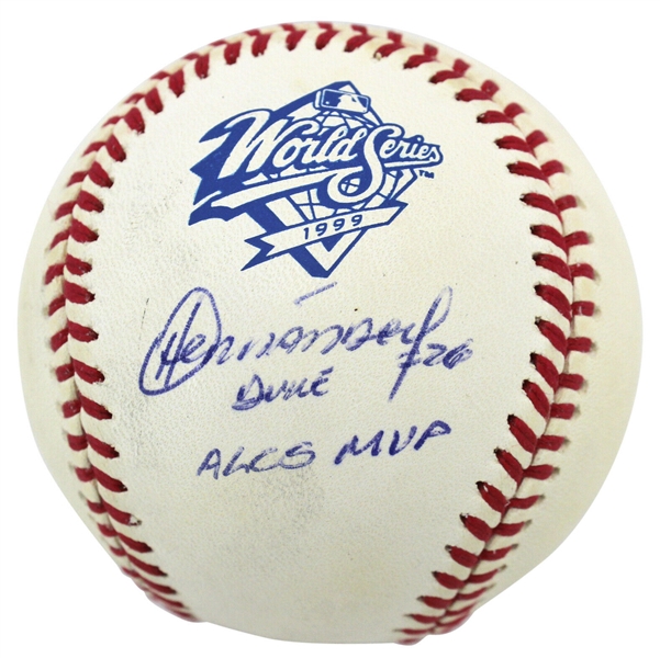 Orlando Hernandez Signed & Inscribed Official 1999 World Series Logo Baseball (Beckett/BAS)